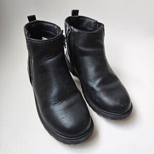Faux Leather Casual School Black Boots for Youth Girls Size 1 US